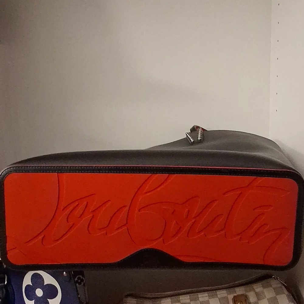Chistian Louboutin Black Cabata Tote Bag with Red Accents. - Picture 2 of 3